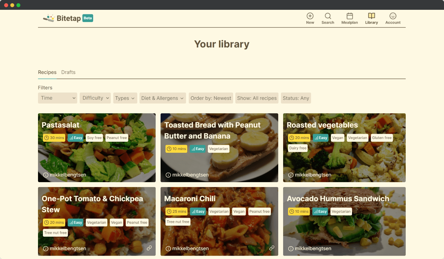 In app image of a user's library